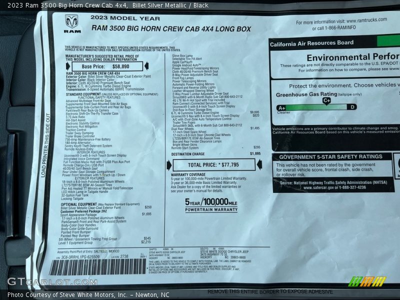 Billet Silver Metallic / Black 2023 Ram 3500 Big Horn Crew Cab 4x4