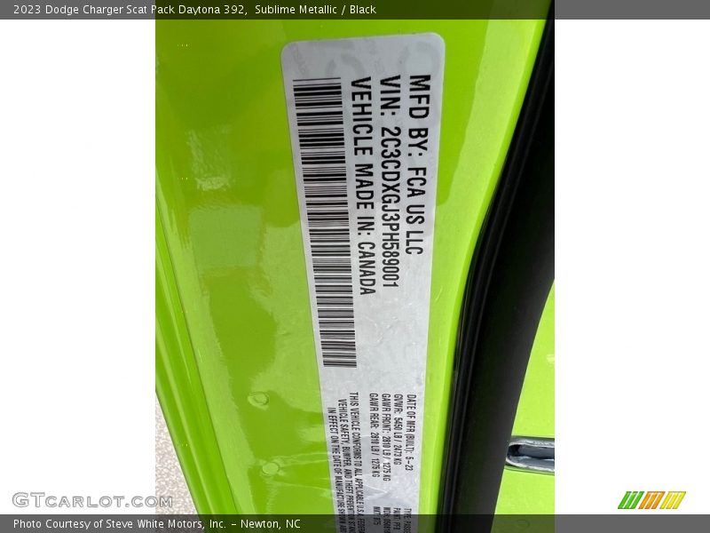 2023 Charger Scat Pack Daytona 392 Sublime Metallic Color Code PFB