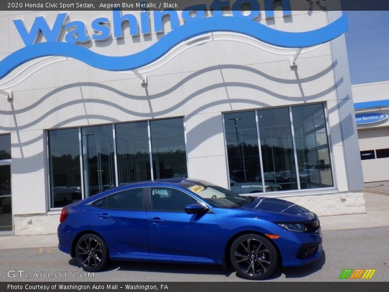 Aegean Blue Metallic / Black 2020 Honda Civic Sport Sedan