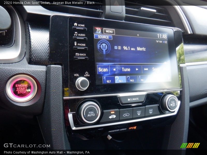 Aegean Blue Metallic / Black 2020 Honda Civic Sport Sedan