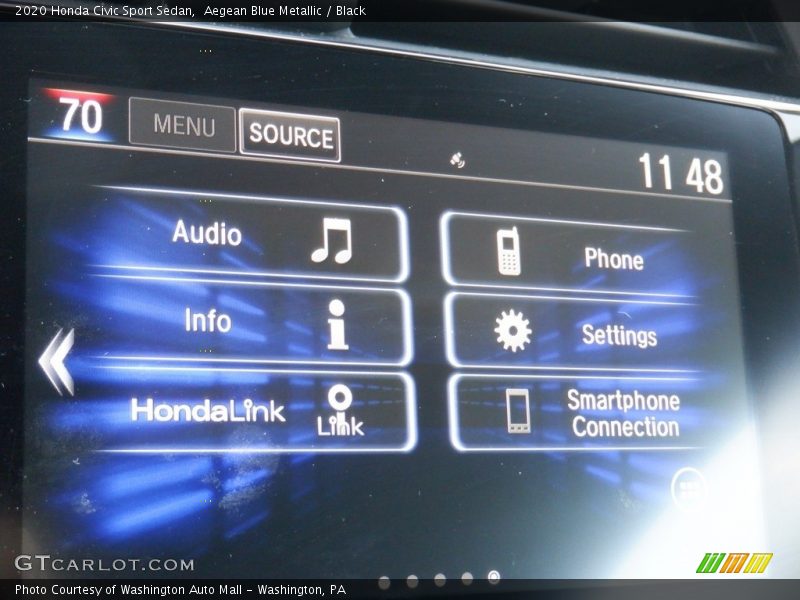 Aegean Blue Metallic / Black 2020 Honda Civic Sport Sedan