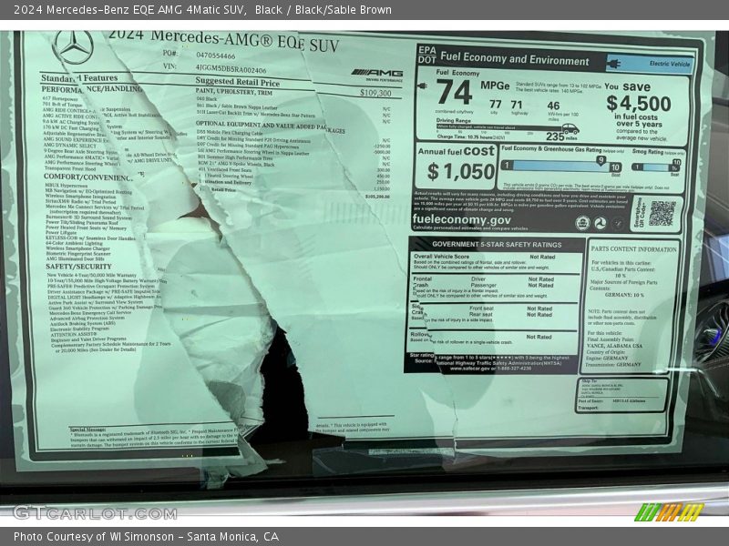  2024 EQE AMG 4Matic SUV Window Sticker
