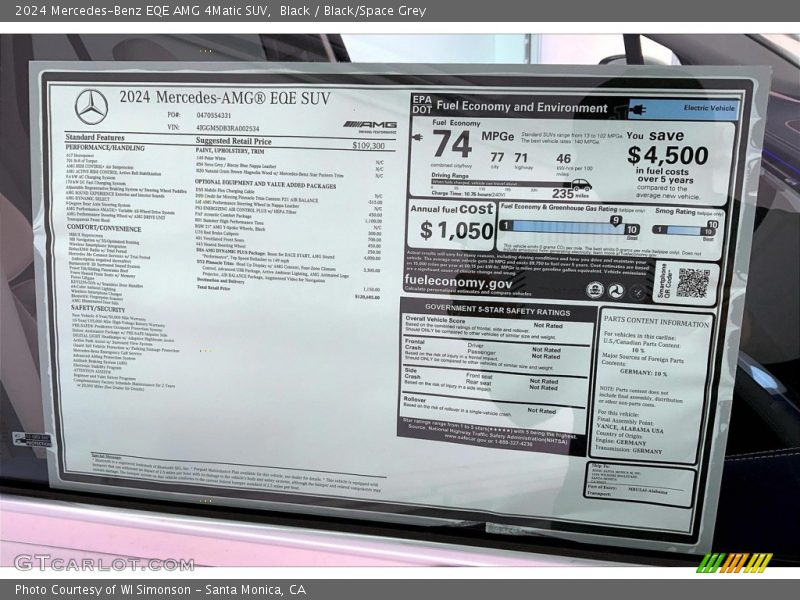  2024 EQE AMG 4Matic SUV Window Sticker