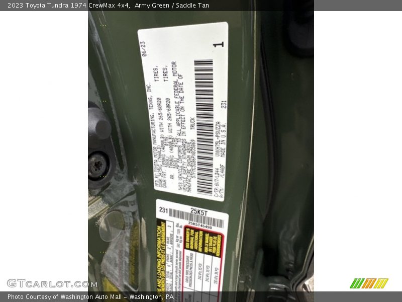 2023 Tundra 1974 CrewMax 4x4 Army Green Color Code 6V7