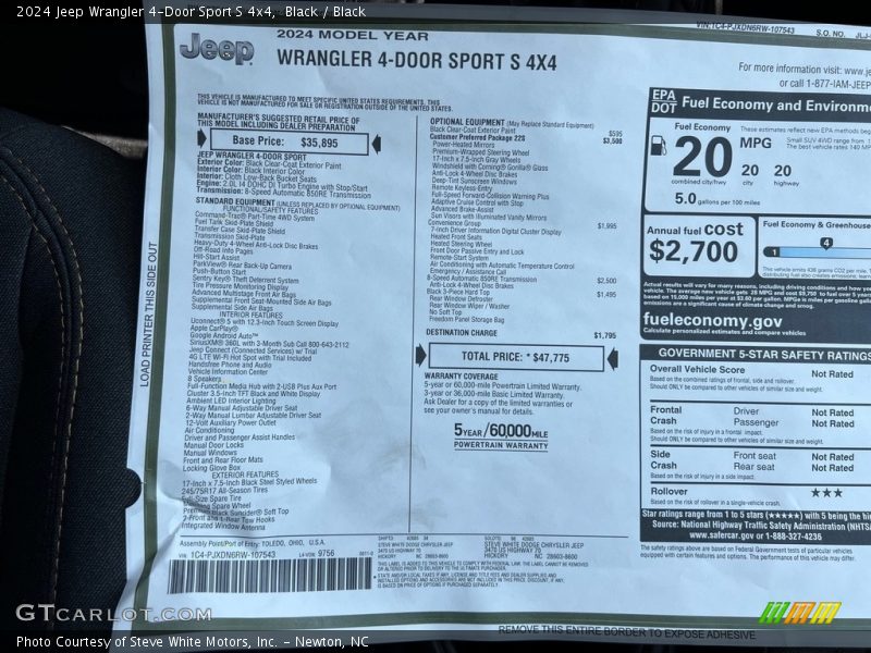  2024 Wrangler 4-Door Sport S 4x4 Window Sticker