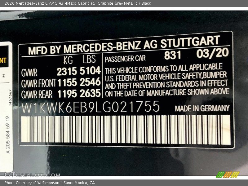Graphite Grey Metallic / Black 2020 Mercedes-Benz C AMG 43 4Matic Cabriolet