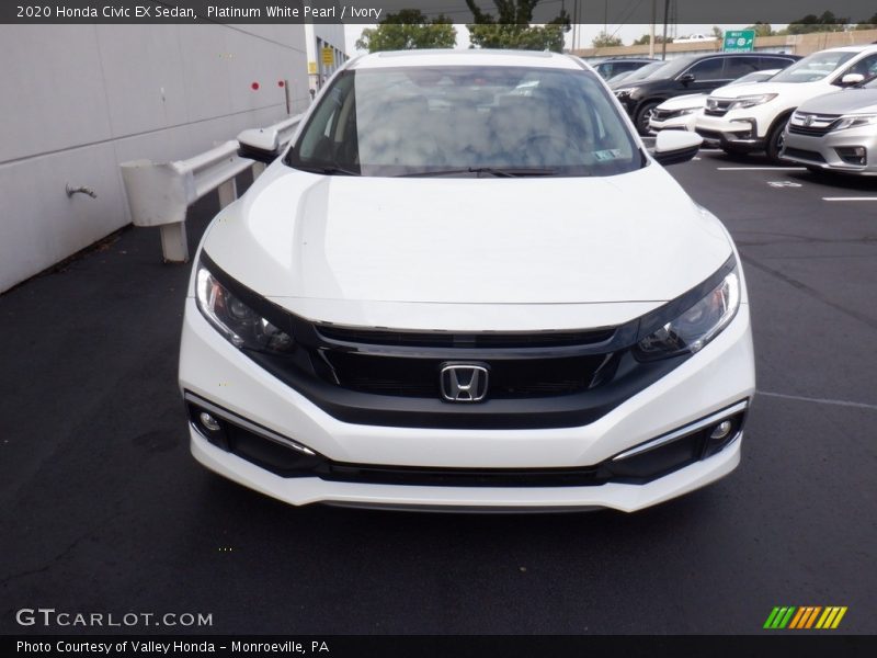 Platinum White Pearl / Ivory 2020 Honda Civic EX Sedan