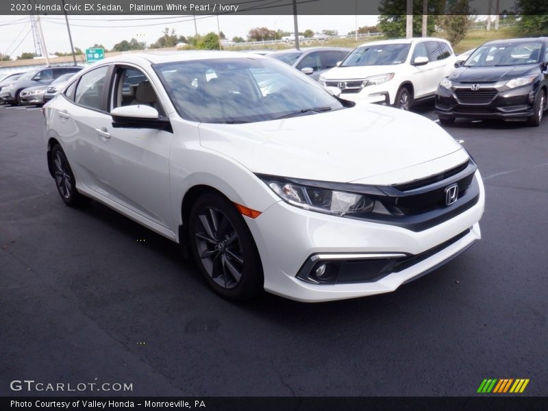 Platinum White Pearl / Ivory 2020 Honda Civic EX Sedan