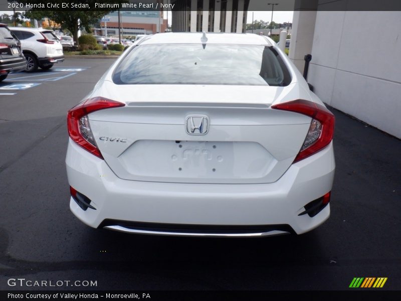 Platinum White Pearl / Ivory 2020 Honda Civic EX Sedan