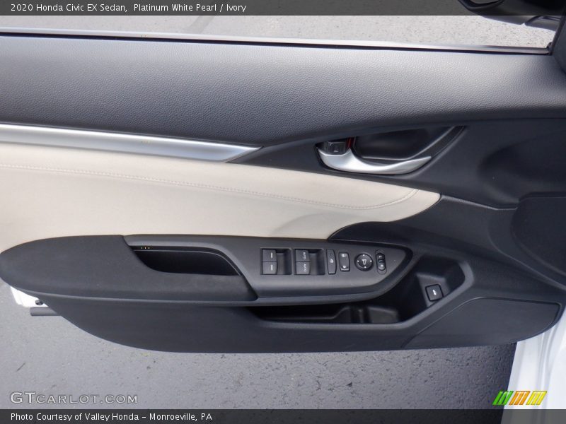 Platinum White Pearl / Ivory 2020 Honda Civic EX Sedan