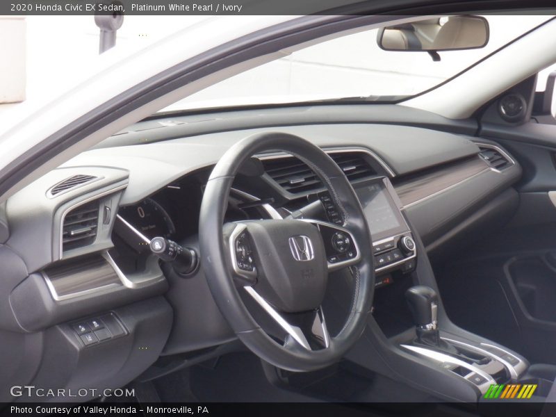 Platinum White Pearl / Ivory 2020 Honda Civic EX Sedan