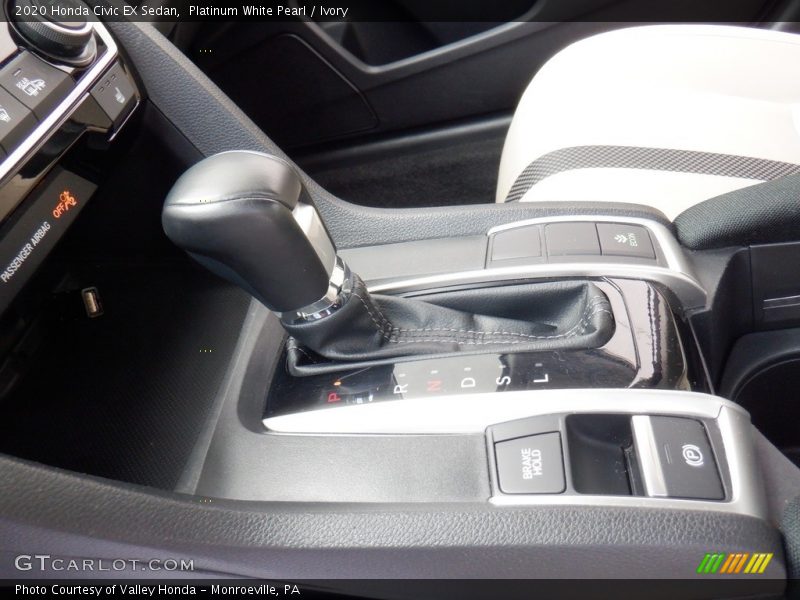 Platinum White Pearl / Ivory 2020 Honda Civic EX Sedan