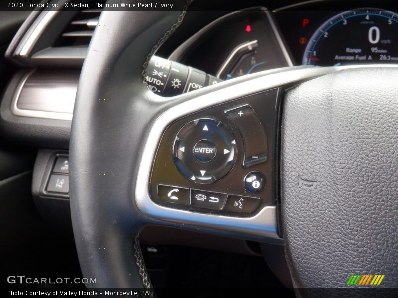 Platinum White Pearl / Ivory 2020 Honda Civic EX Sedan