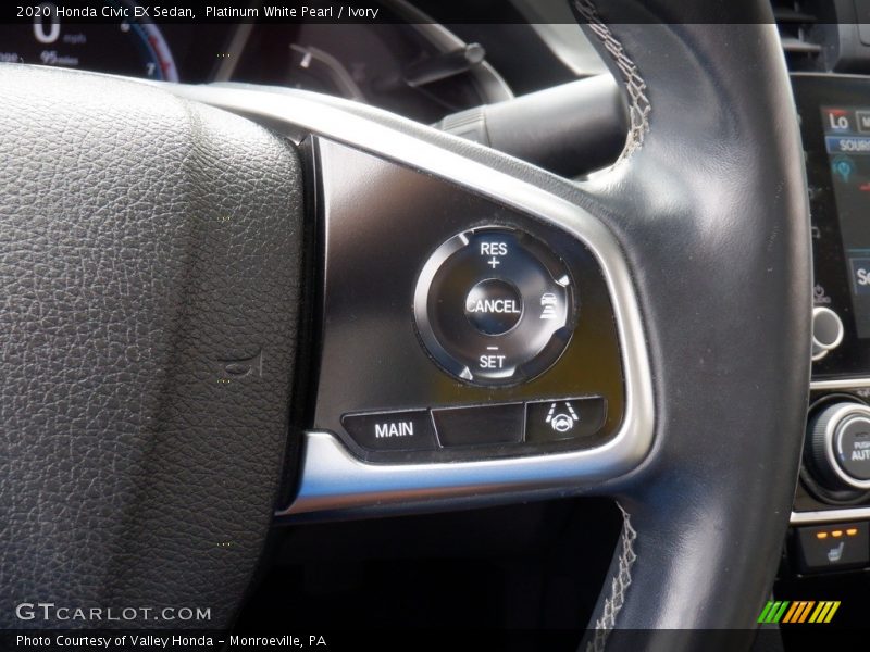 Platinum White Pearl / Ivory 2020 Honda Civic EX Sedan