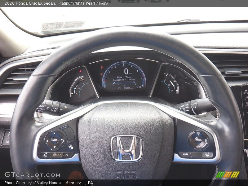 Platinum White Pearl / Ivory 2020 Honda Civic EX Sedan