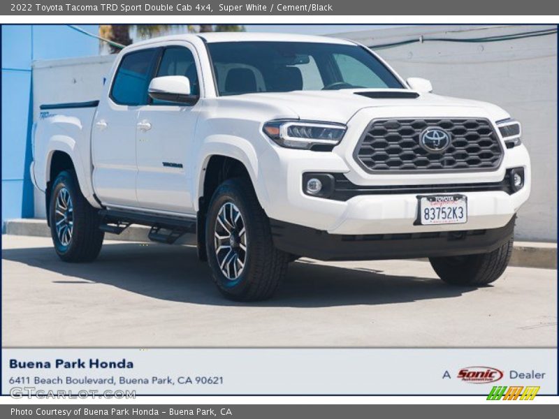 Super White / Cement/Black 2022 Toyota Tacoma TRD Sport Double Cab 4x4