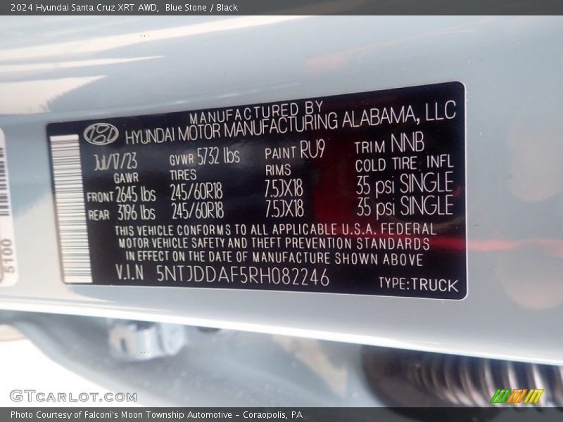 2024 Santa Cruz XRT AWD Blue Stone Color Code RU9