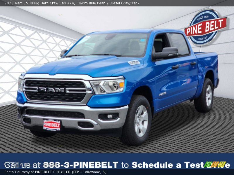 Hydro Blue Pearl / Diesel Gray/Black 2023 Ram 1500 Big Horn Crew Cab 4x4