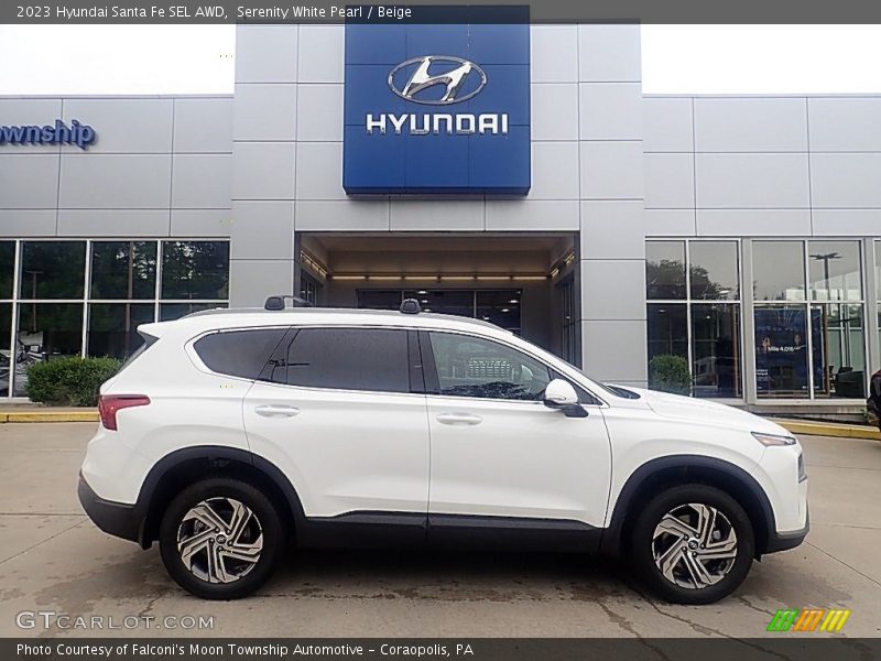 Serenity White Pearl / Beige 2023 Hyundai Santa Fe SEL AWD