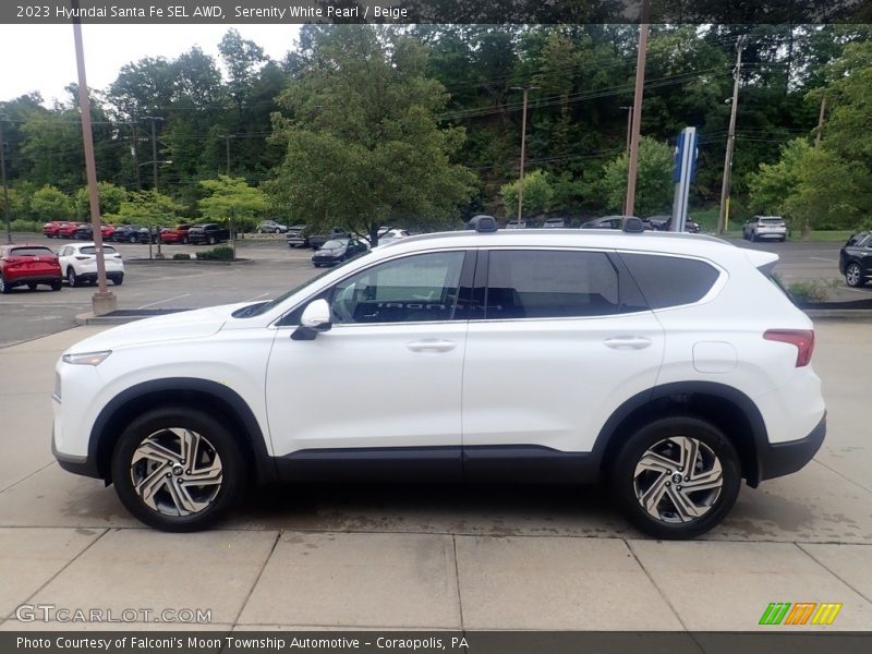 Serenity White Pearl / Beige 2023 Hyundai Santa Fe SEL AWD