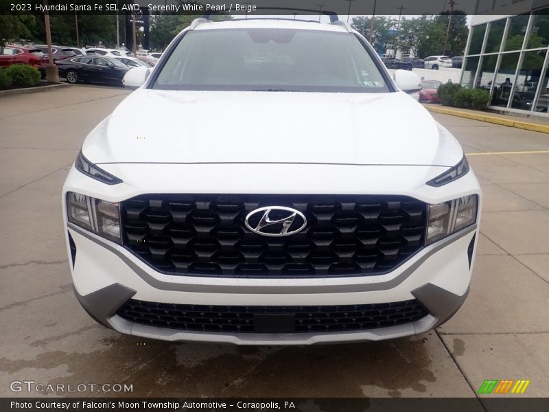 Serenity White Pearl / Beige 2023 Hyundai Santa Fe SEL AWD