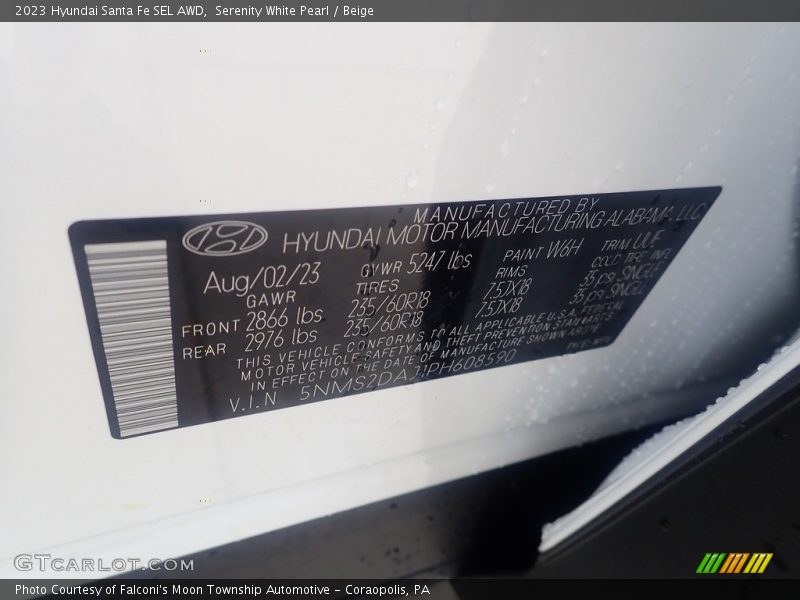 Serenity White Pearl / Beige 2023 Hyundai Santa Fe SEL AWD