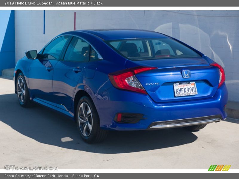 Agean Blue Metallic / Black 2019 Honda Civic LX Sedan