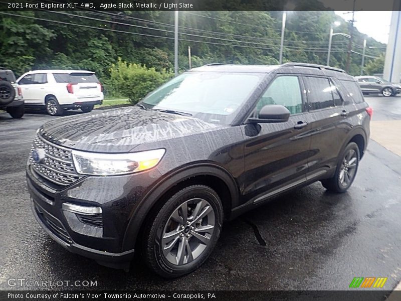 Agate Black Metallic / Light Slate 2021 Ford Explorer XLT 4WD