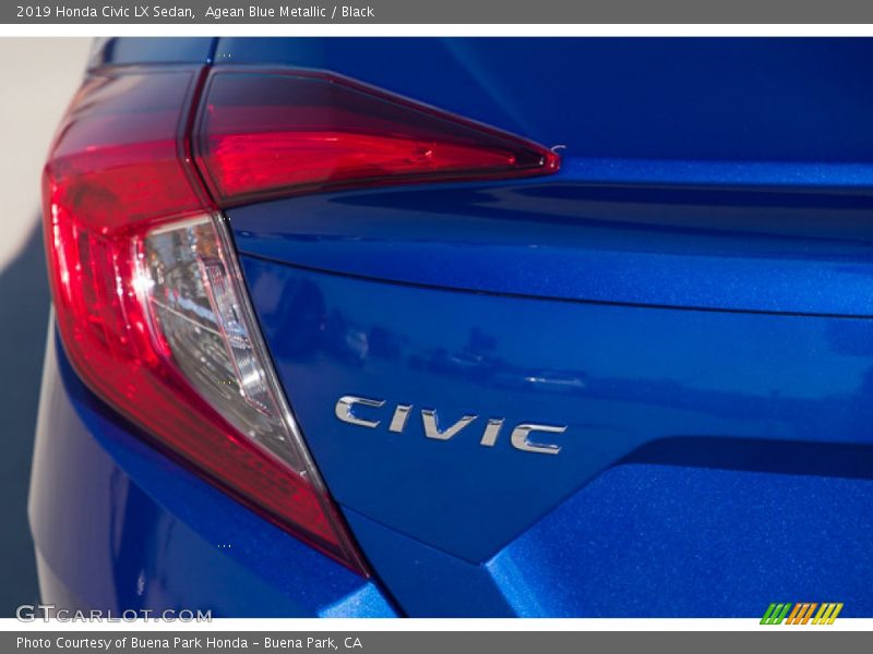 Agean Blue Metallic / Black 2019 Honda Civic LX Sedan