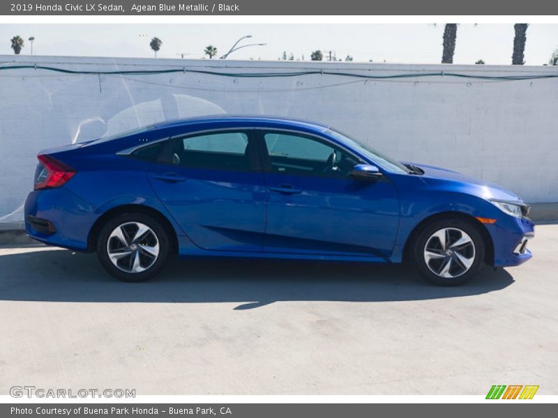 Agean Blue Metallic / Black 2019 Honda Civic LX Sedan