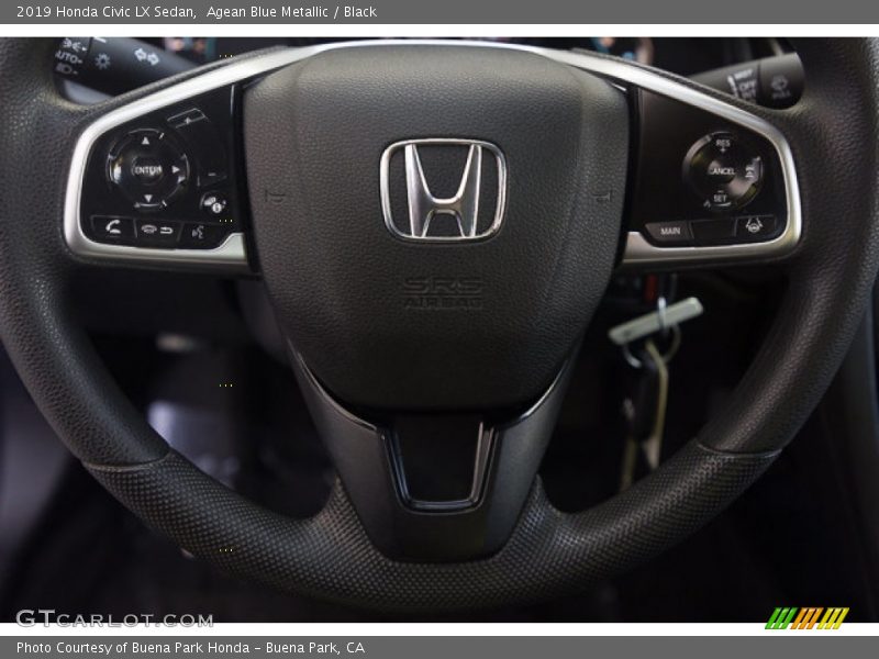 Agean Blue Metallic / Black 2019 Honda Civic LX Sedan