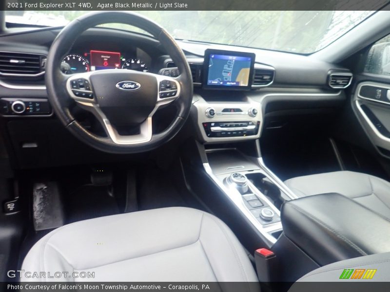 Agate Black Metallic / Light Slate 2021 Ford Explorer XLT 4WD