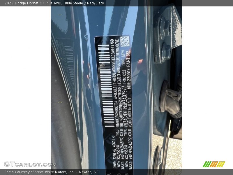 2023 Hornet GT Plus AWD Blue Steele Color Code 332
