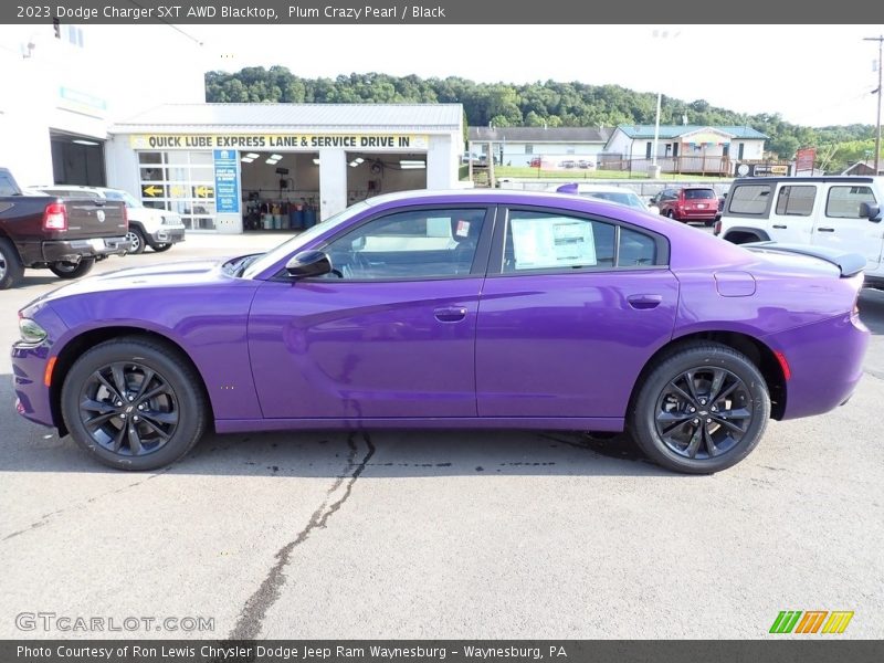 Plum Crazy Pearl / Black 2023 Dodge Charger SXT AWD Blacktop
