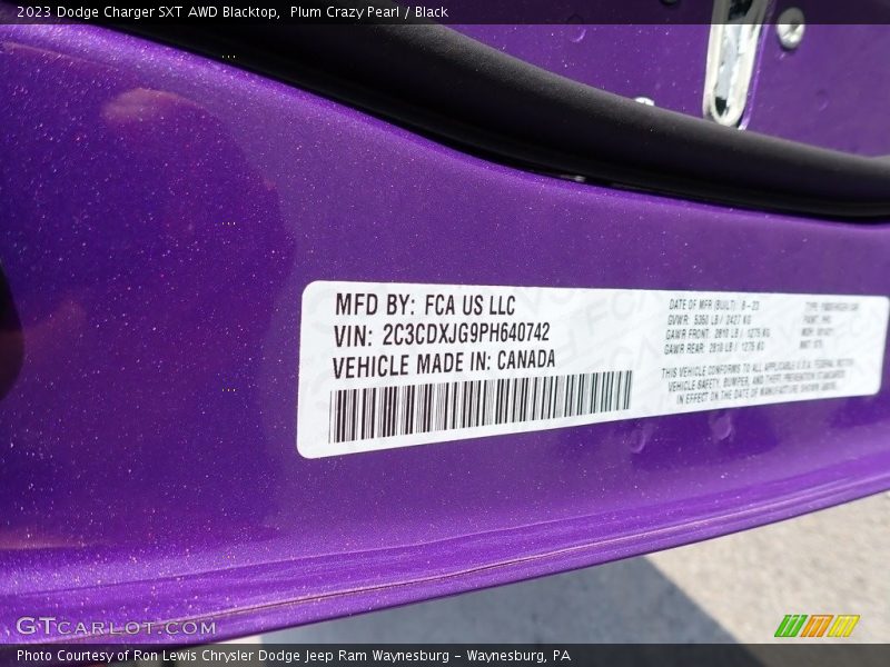 Plum Crazy Pearl / Black 2023 Dodge Charger SXT AWD Blacktop