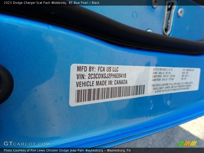 B5 Blue Pearl / Black 2023 Dodge Charger Scat Pack Widebody