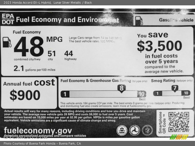 Lunar Silver Metallic / Black 2023 Honda Accord EX-L Hybrid