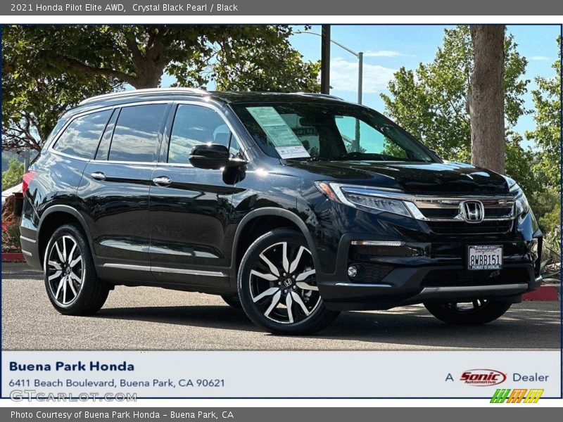 Crystal Black Pearl / Black 2021 Honda Pilot Elite AWD