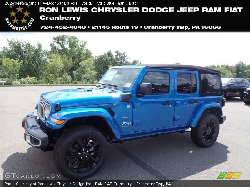 Hydro Blue Pearl / Black 2024 Jeep Wrangler 4-Door Sahara 4xe Hybrid