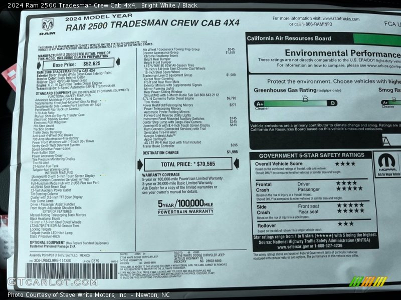 Bright White / Black 2024 Ram 2500 Tradesman Crew Cab 4x4