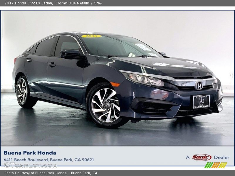 Cosmic Blue Metallic / Gray 2017 Honda Civic EX Sedan