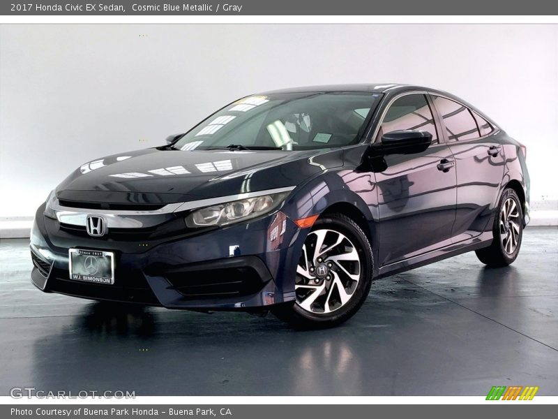 Cosmic Blue Metallic / Gray 2017 Honda Civic EX Sedan