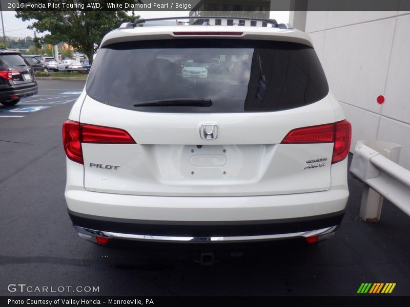 White Diamond Pearl / Beige 2016 Honda Pilot Touring AWD