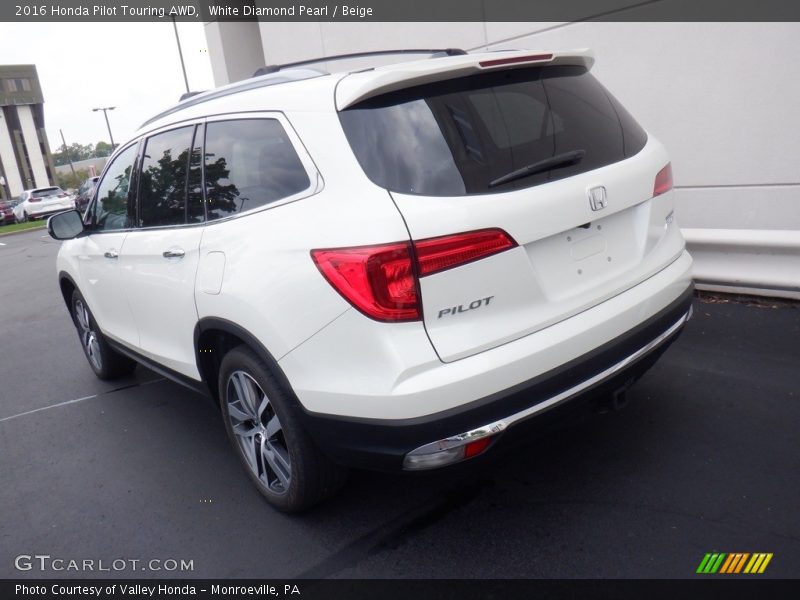 White Diamond Pearl / Beige 2016 Honda Pilot Touring AWD