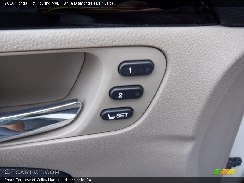 White Diamond Pearl / Beige 2016 Honda Pilot Touring AWD