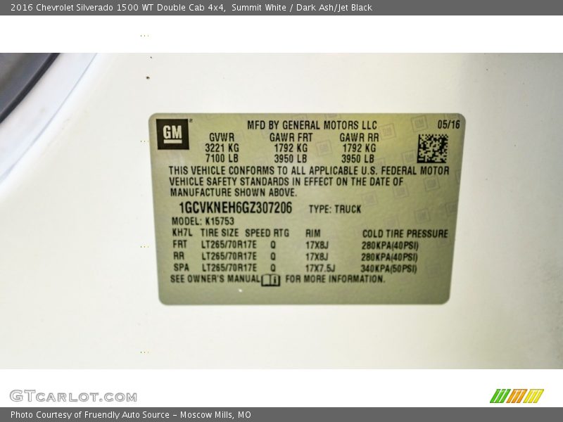 Summit White / Dark Ash/Jet Black 2016 Chevrolet Silverado 1500 WT Double Cab 4x4