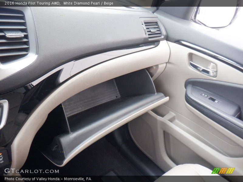 White Diamond Pearl / Beige 2016 Honda Pilot Touring AWD
