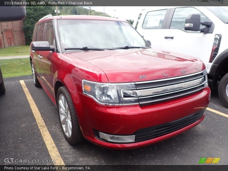 Ruby Red / Charcoal Black 2019 Ford Flex SEL AWD
