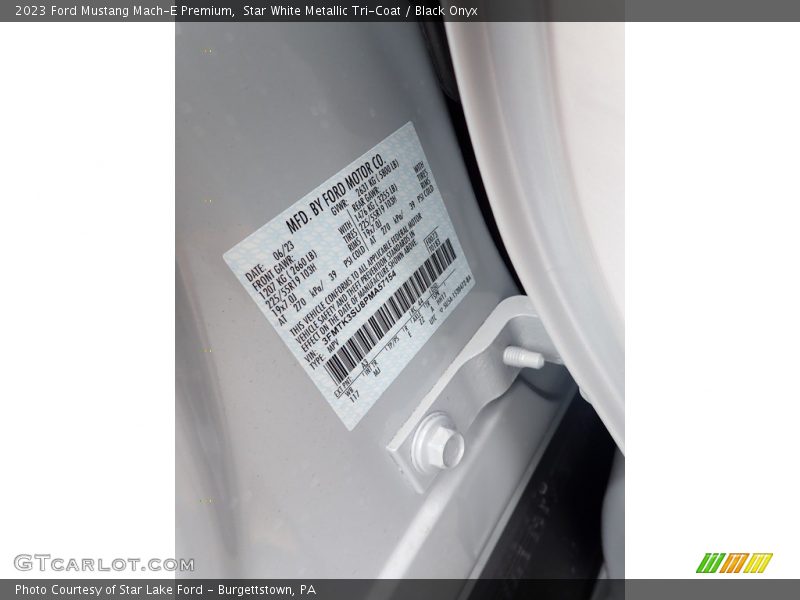 2023 Mustang Mach-E Premium Star White Metallic Tri-Coat Color Code A3