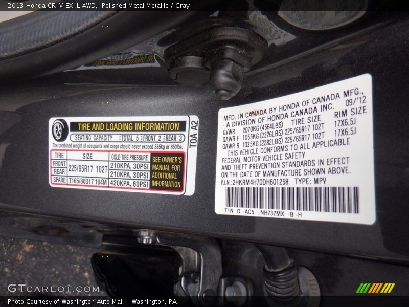 Polished Metal Metallic / Gray 2013 Honda CR-V EX-L AWD